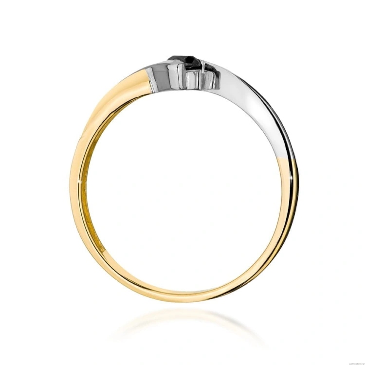 Pierścionek W0177 Czarny Diament 0,12ct żółte złoto 375