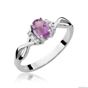 Pierścionek W0019 Ametyst 0,40ct białe złoto 375