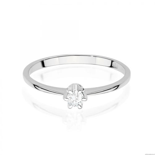 Pierścionek W0220 Diament Laboratoryjny 0,10ct białe złoto 375