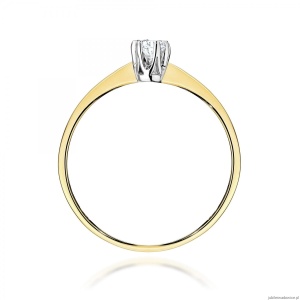 Pierścionek W0220 Diament Laboratoryjny 0,10ct żółte złoto 375