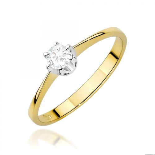 Pierścionek W0220 Diament Laboratoryjny 0,20ct żółte złoto 375
