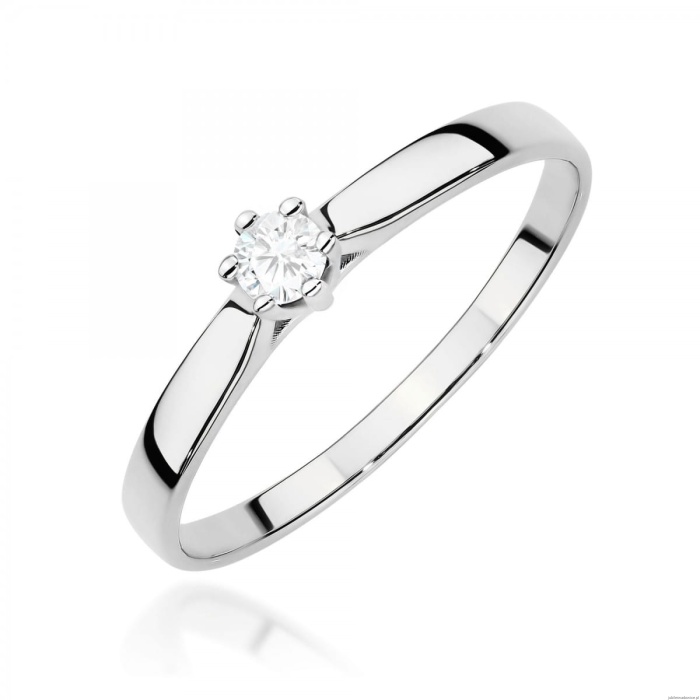 Pierścionek W0222 Diament Laboratoryjny 0,10ct białe złoto 375