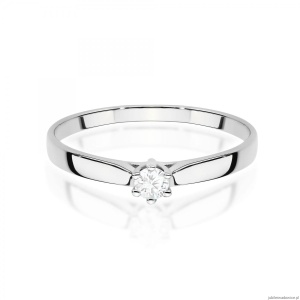 Pierścionek W0222 Diament Laboratoryjny 0,10ct białe złoto 375