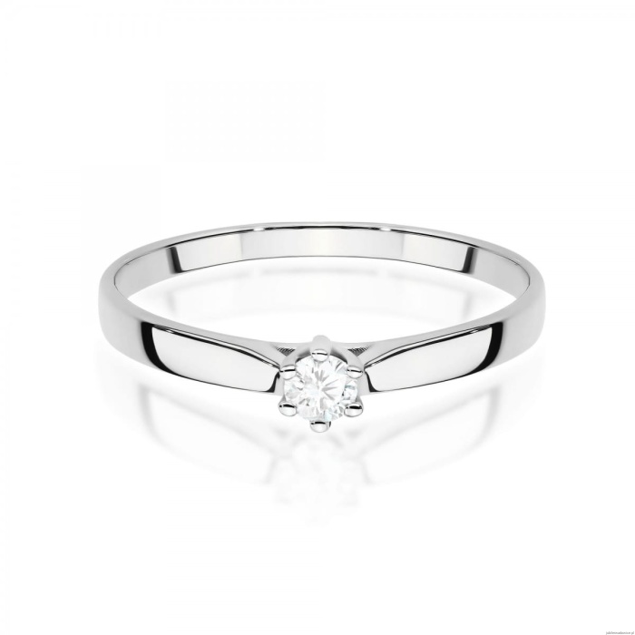 Pierścionek W0222 Diament Laboratoryjny 0,10ct białe złoto 375