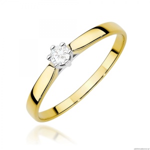 Pierścionek W0222 Diament Laboratoryjny 0,10ct żółte złoto 375