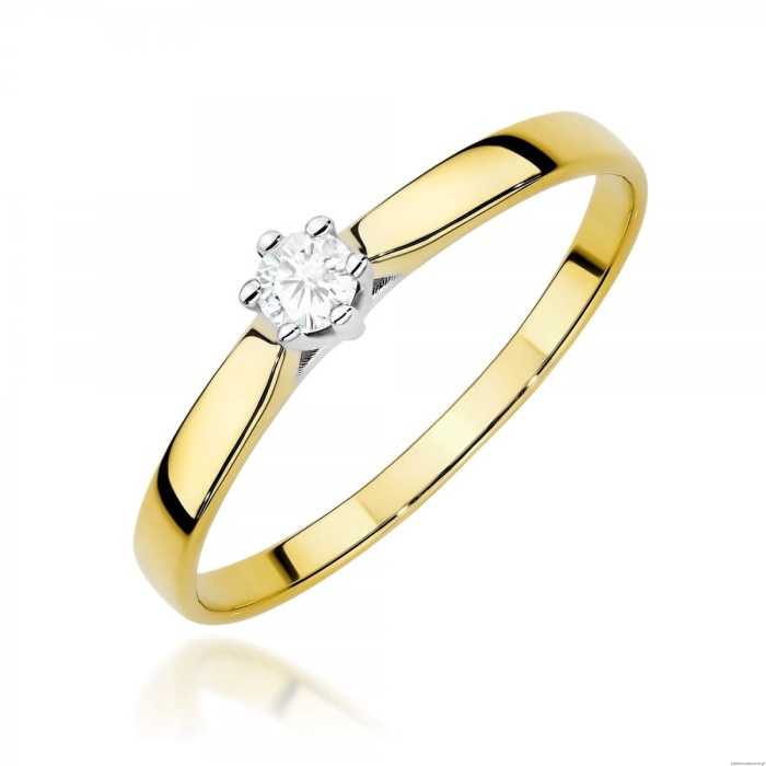 Pierścionek W0222 Diament Laboratoryjny 0,10ct żółte złoto 375