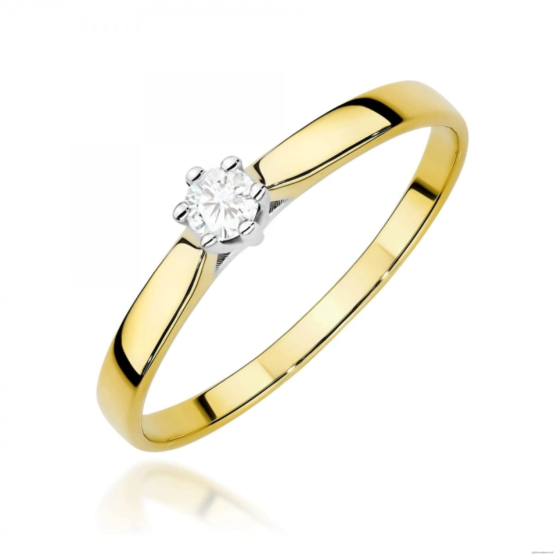 Pierścionek W0222 Diament Laboratoryjny 0,10ct żółte złoto 375