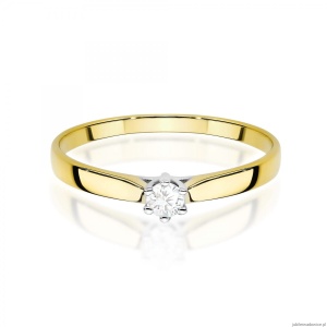 Pierścionek W0222 Diament Laboratoryjny 0,10ct żółte złoto 375