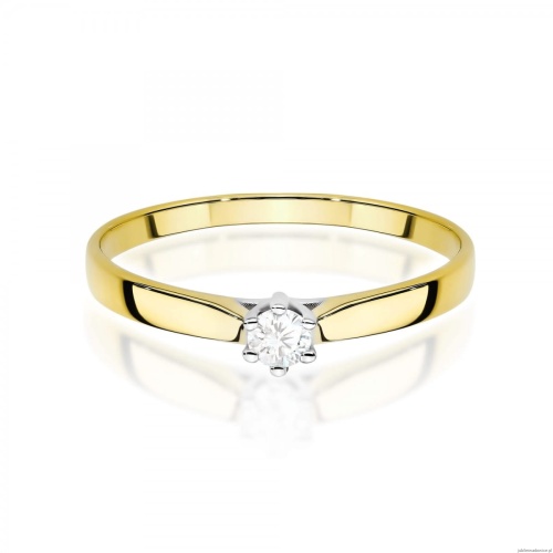 Pierścionek W0222 Diament Laboratoryjny 0,10ct żółte złoto 375