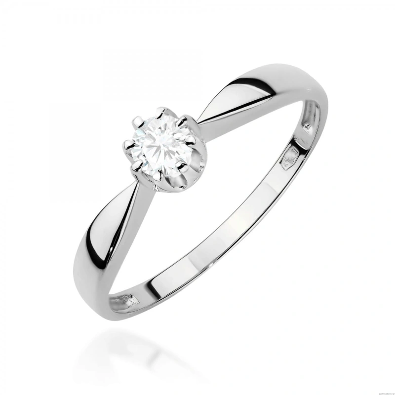 Pierścionek W0228 Diament Laboratoryjny 0,15ct białe złoto 375