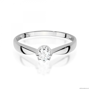 Pierścionek W0228 Diament Laboratoryjny 0,15ct białe złoto 375