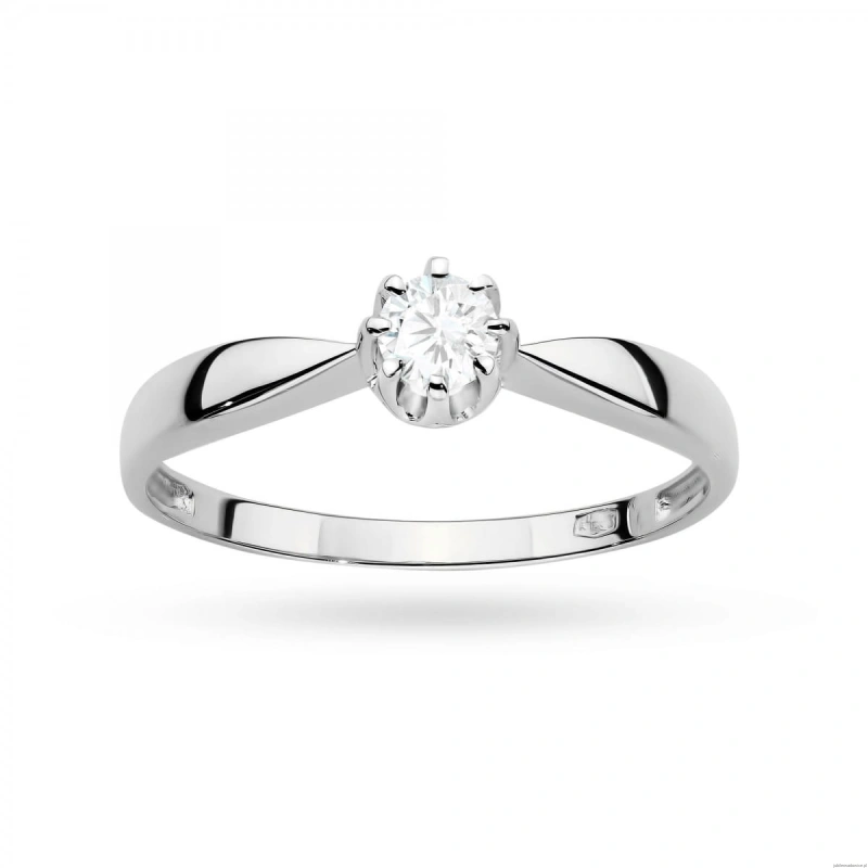 Pierścionek W0228 Diament Laboratoryjny 0,15ct białe złoto 375