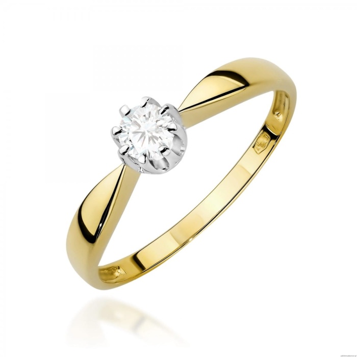 Pierścionek W0228 Diament Laboratoryjny 0,15ct żółte złoto 375