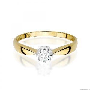 Pierścionek W0228 Diament Laboratoryjny 0,15ct żółte złoto 375