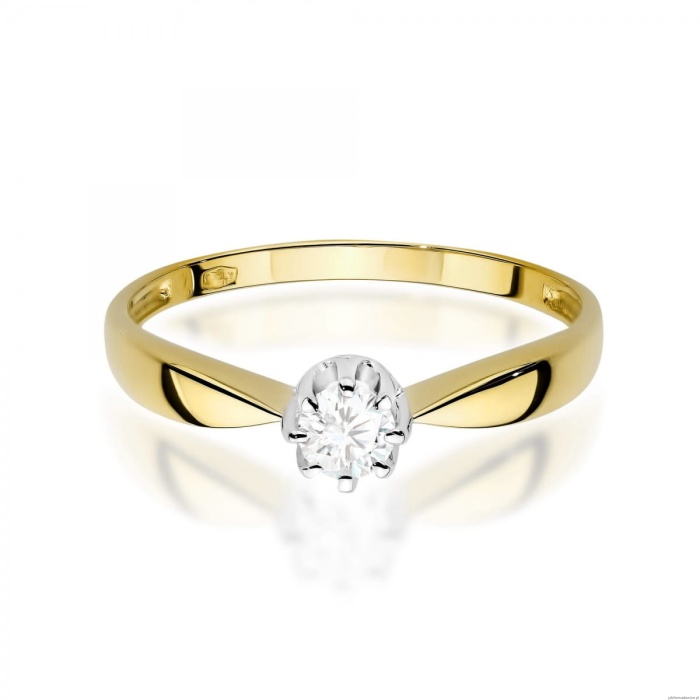 Pierścionek W0228 Diament Laboratoryjny 0,15ct żółte złoto 375