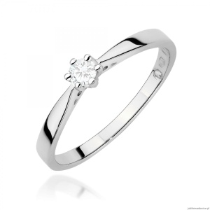 Pierścionek W0229 Diament Laboratoryjny 0,10 ct białe złoto 375