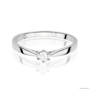 Pierścionek W0229 Diament Laboratoryjny 0,10 ct białe złoto 375