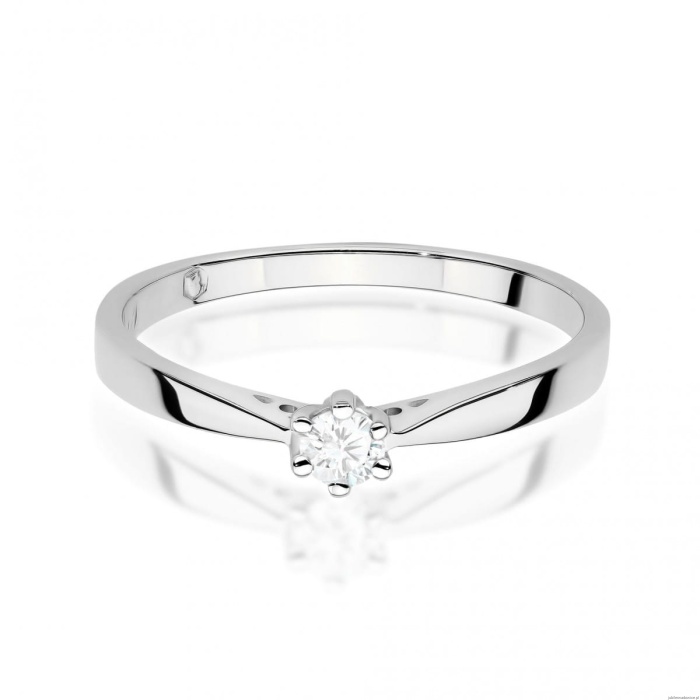 Pierścionek W0229 Diament Laboratoryjny 0,10 ct białe złoto 375