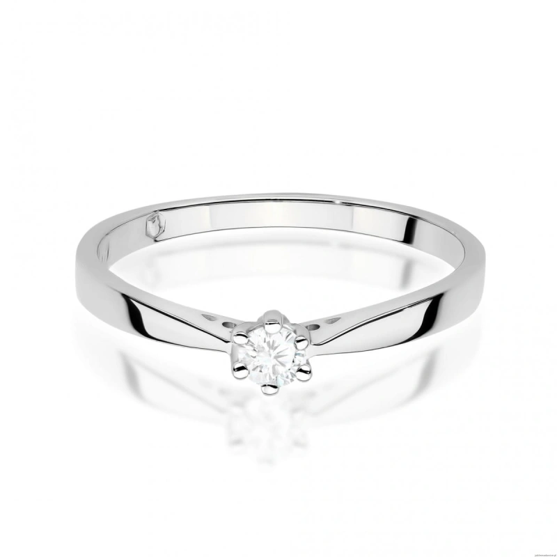 Pierścionek W0229 Diament Laboratoryjny 0,10 ct białe złoto 375