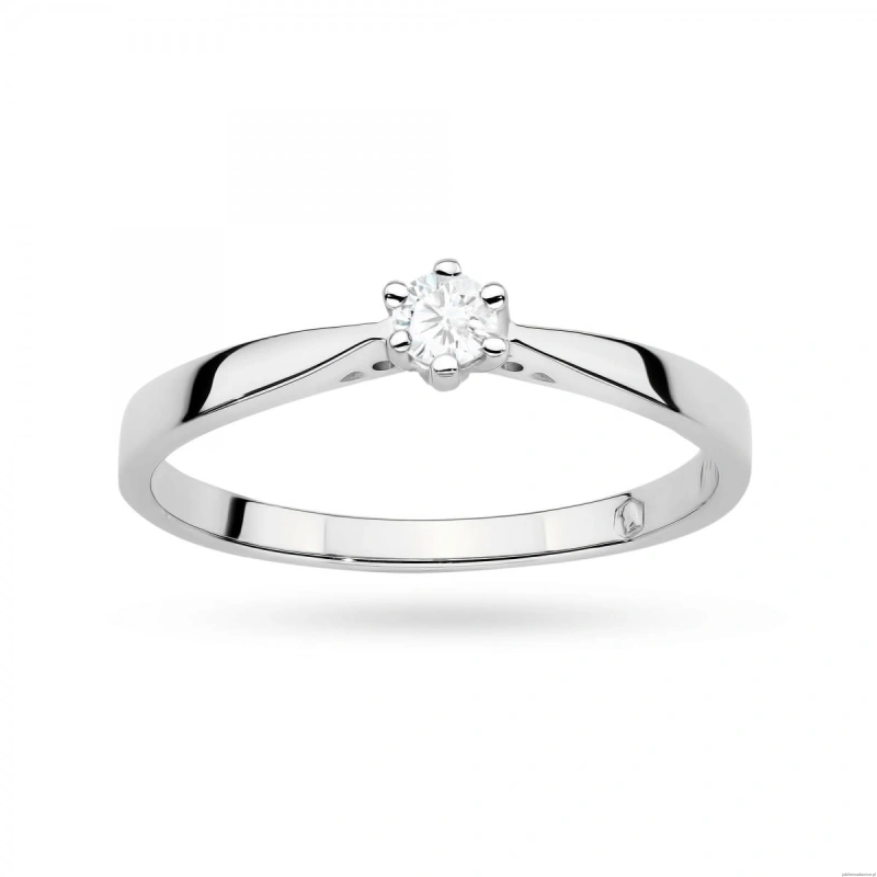 Pierścionek W0229 Diament Laboratoryjny 0,10 ct białe złoto 375