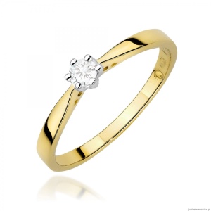 Pierścionek W0229 Diament Laboratoryjny 0,10ct żółte złoto 375