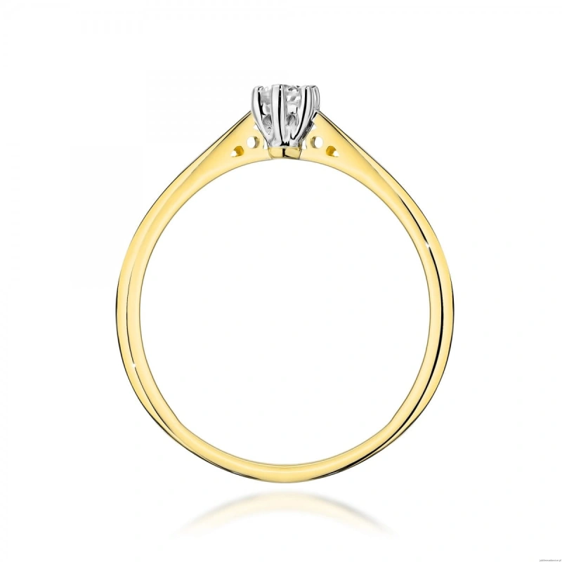 Pierścionek W0229 Diament Laboratoryjny 0,10ct żółte złoto 375