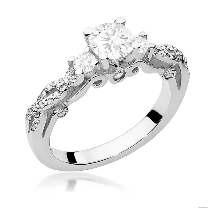 Pierścionek W0023 Biały szafir 0,60ct białe złoto 375