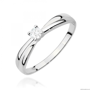 Pierścionek W0230 Diament Laboratoryjny 0,10ct białe złoto 375