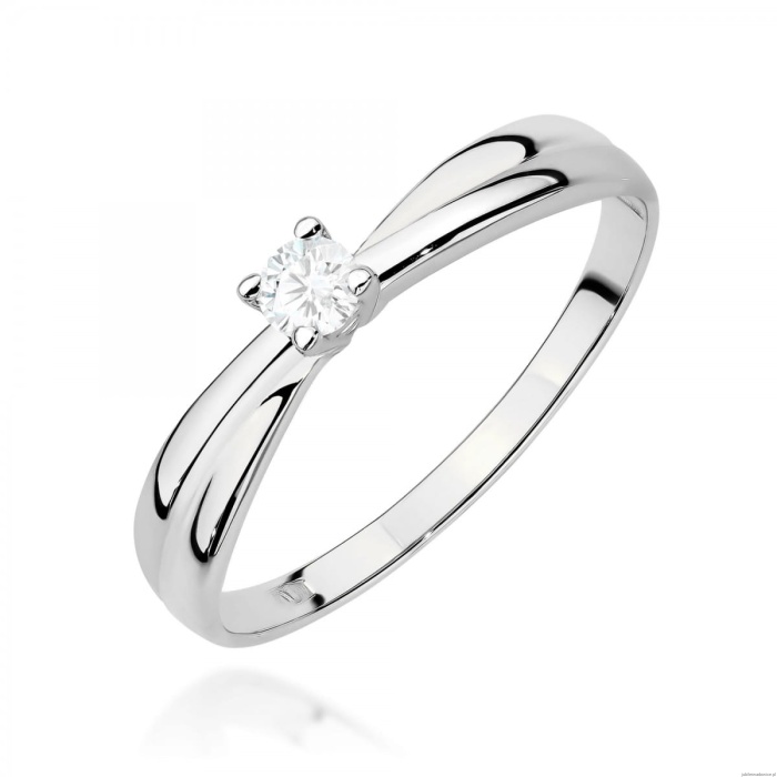 Pierścionek W0230 Diament Laboratoryjny 0,10ct białe złoto 375