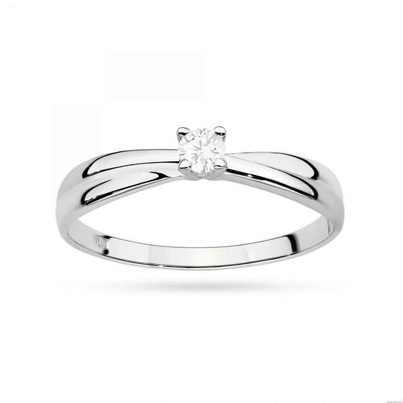 Pierścionek W0230 Diament Laboratoryjny 0,10ct białe złoto 375
