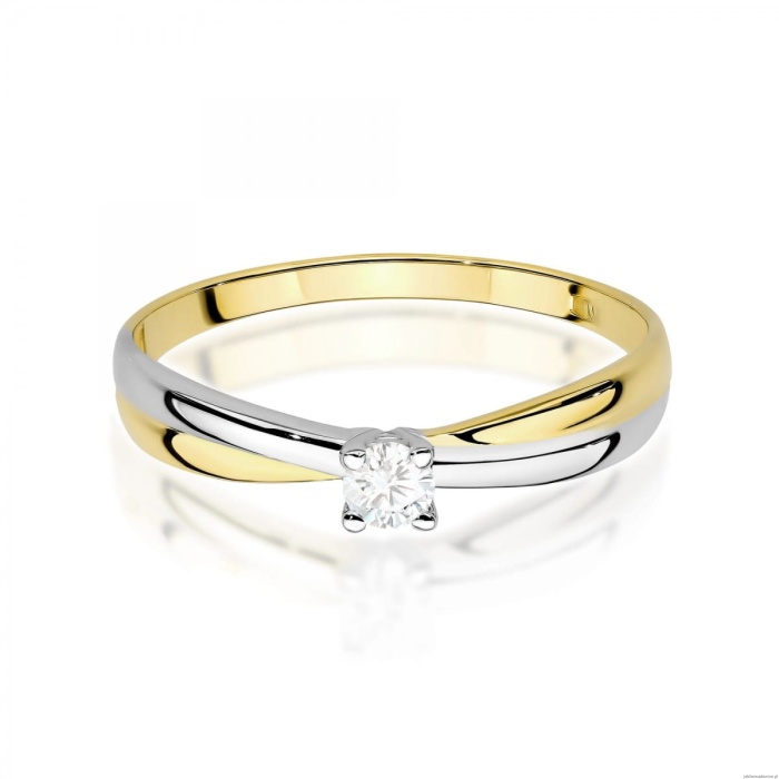 Pierścionek W0230 Diament Laboratoryjny 0,10ct żółte złoto 375