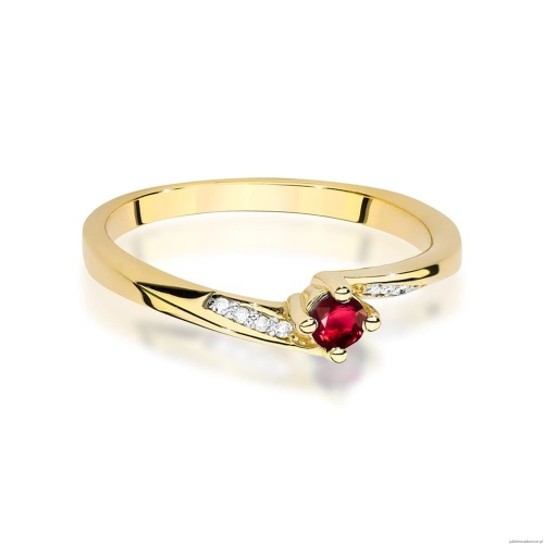 Pierścionek W0262 Rubin 0,15ct żółte złoto 375