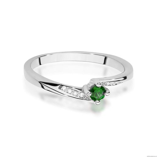 Pierścionek W0262 Szmaragd 0,15ct białe złoto 375