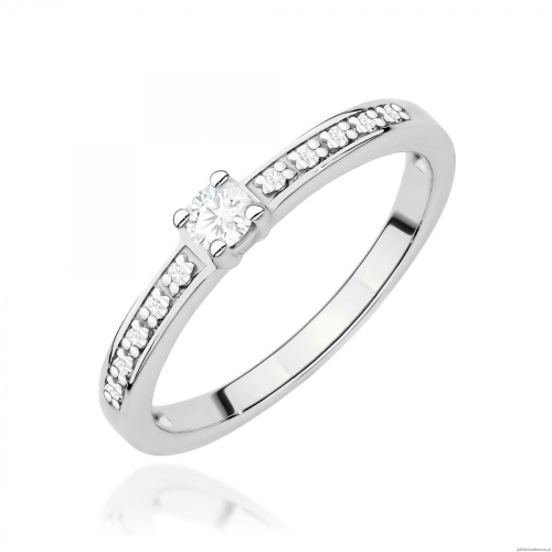 Pierścionek W0288 Diament Laboratoryjny 0,08ct białe złoto 375