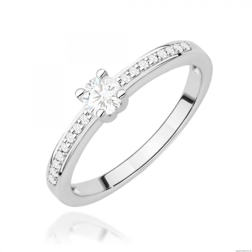 Pierścionek W0288 Diament Laboratoryjny 0,08ct białe złoto 375