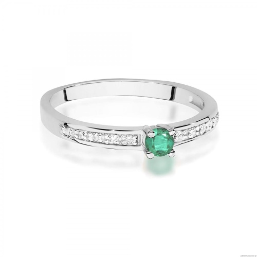 Pierścionek W0288 Szmaragd 0,15ct białe złoto 375