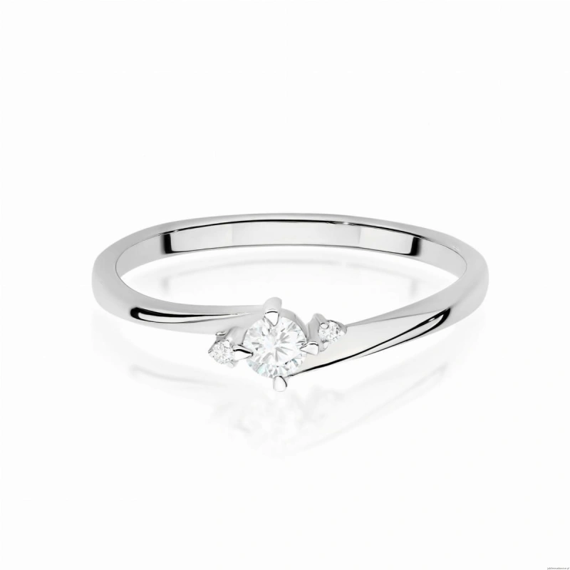 Pierścionek W0346 Diament Laboratoryjny 0,10ct białe złoto 375
