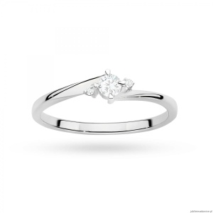 Pierścionek W0346 Diament Laboratoryjny 0,10ct białe złoto 375