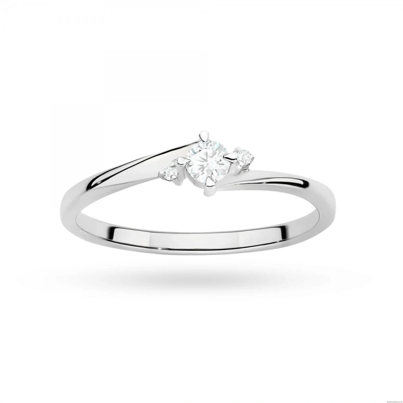 Pierścionek W0346 Diament Laboratoryjny 0,10ct białe złoto 375
