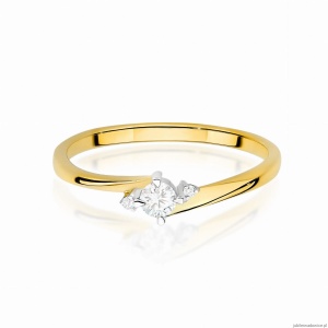 Pierścionek W0346 Diament Laboratoryjny 0,10ct żółte złoto 375