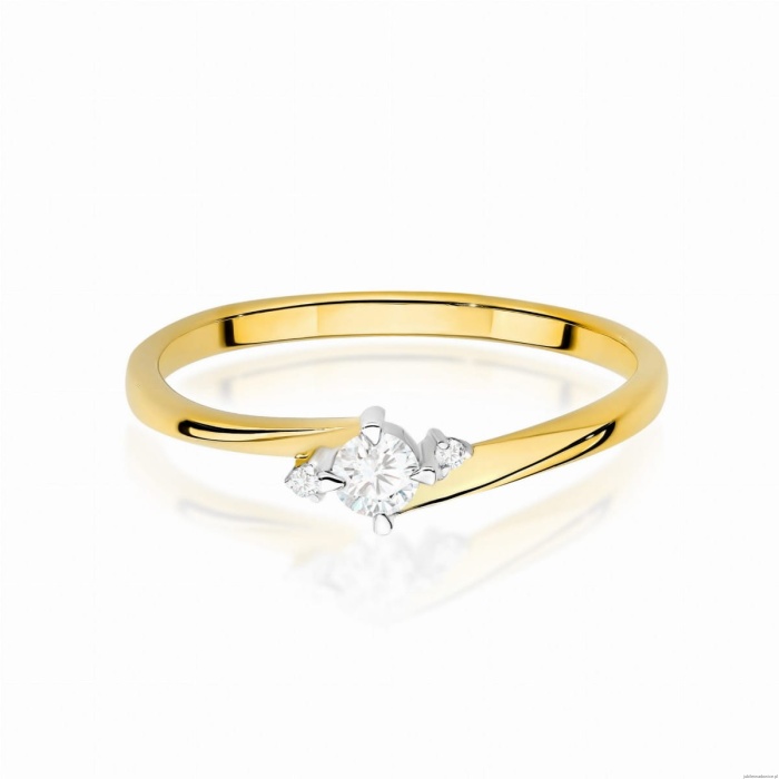 Pierścionek W0346 Diament Laboratoryjny 0,10ct żółte złoto 375