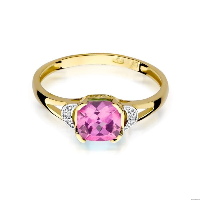 Pierścionek W0040 Różowy Topaz 1,10ct żółte złoto 375