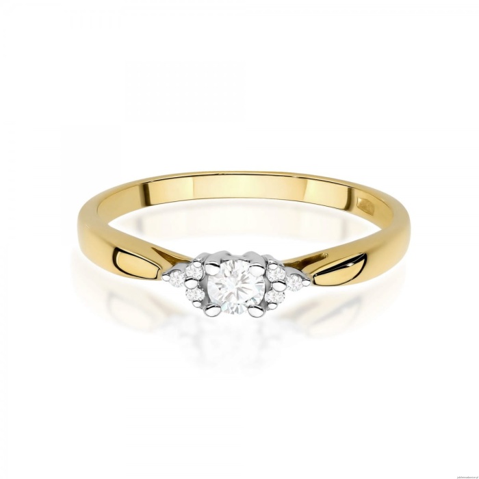 Pierścionek W0428 Diament Laboratoryjny 0,10ct żółte złoto 375