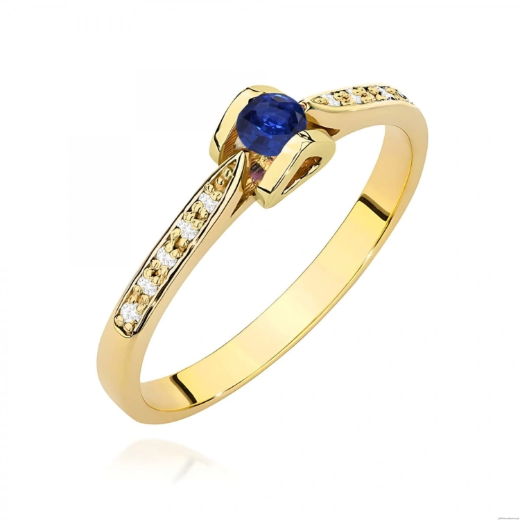 Pierścionek W0435 Szafir 0,15ct żółte złoto 375