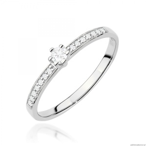 Pierścionek W0459 Diament Laboratoryjny 0,10ct białe złoto 375