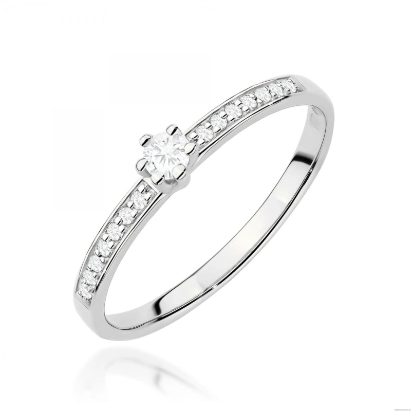 Pierścionek W0459 Diament Laboratoryjny 0,10ct białe złoto 375