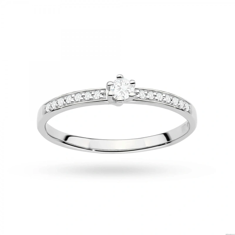 Pierścionek W0459 Diament Laboratoryjny 0,10ct białe złoto 375