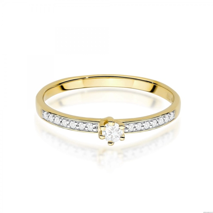 Pierścionek W0459 Diament Laboratoryjny 0,10ct żółte złoto 375