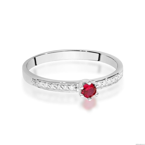Pierścionek W0459 Rubin 0,15ct białe złoto 375