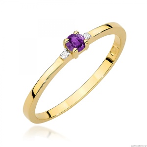 Pierścionek W0464 Ametyst 0,10ct żółte złoto 375